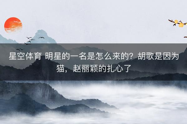 星空体育 明星的一名是怎么来的？胡歌是因为猫，赵丽颖的扎心了
