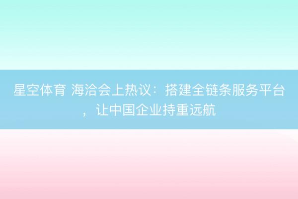 星空体育 海洽会上热议：搭建全链条服务平台，让中国企业持重远航